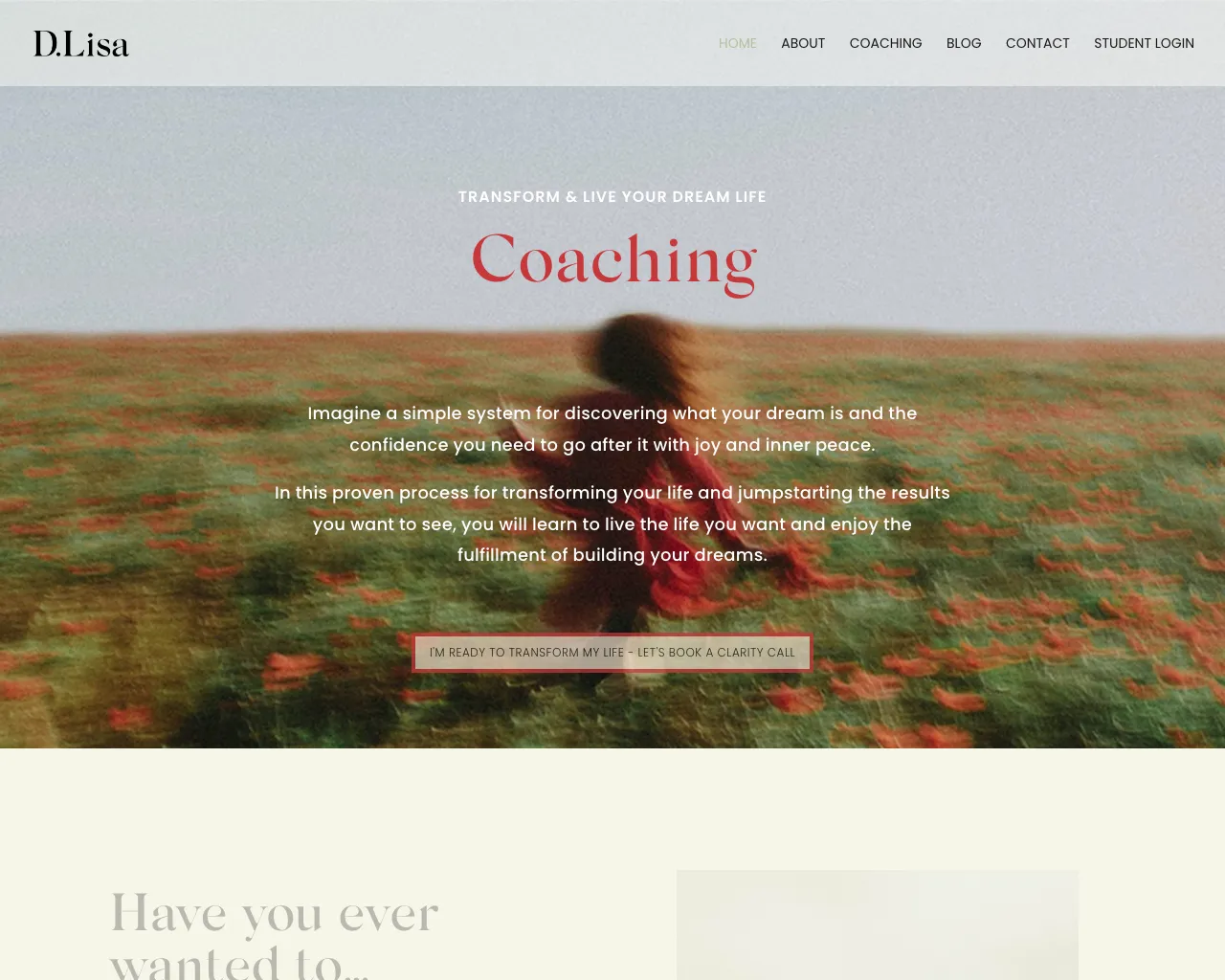Website screenshot of CoachingWithD