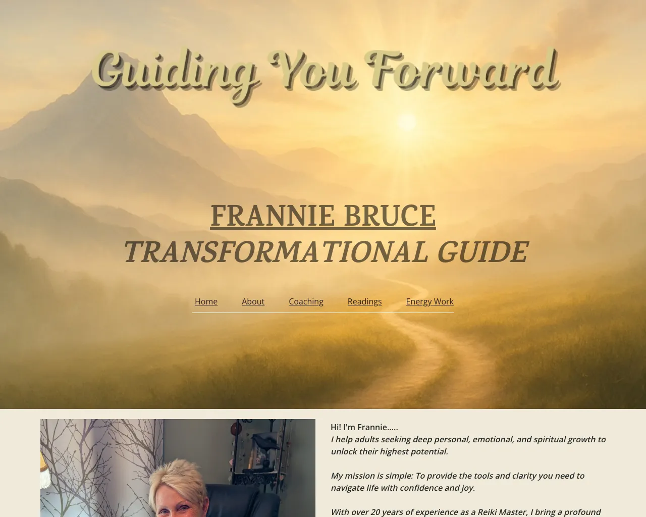 Website screenshot of Frannie Bruce
