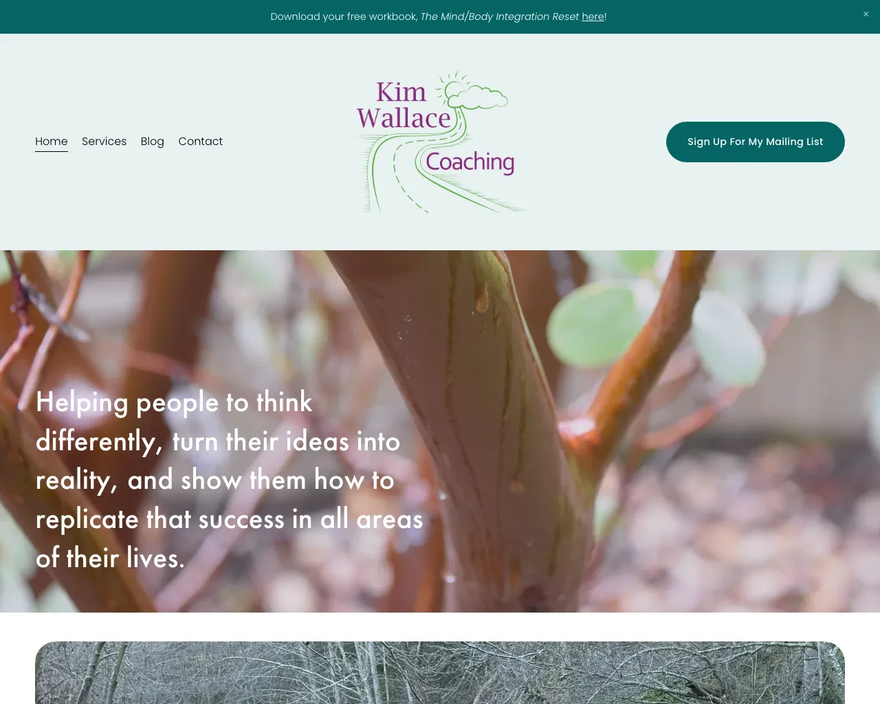 Website screenshot of Kim Wallace Coaching