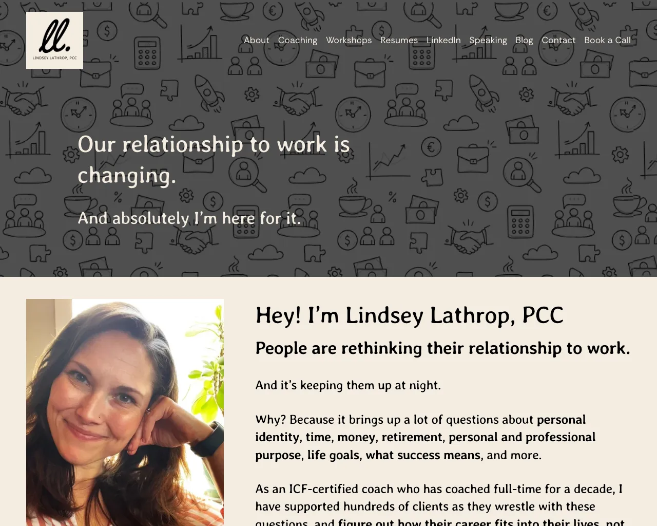 Website screenshot of Lindsey Lathrop Coaching