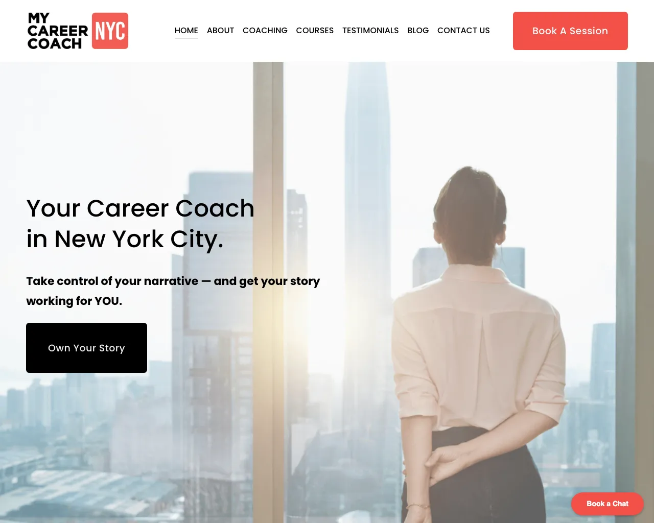 Website screenshot of My Career Coach NYC